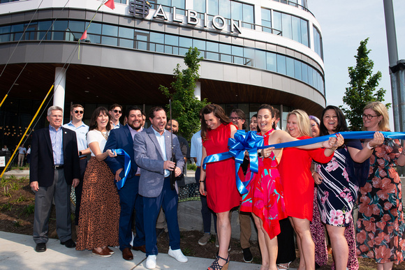 Albion ribbon cutting for chamber of commerce